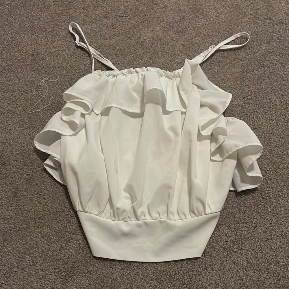 Elegant White Ruffle Top